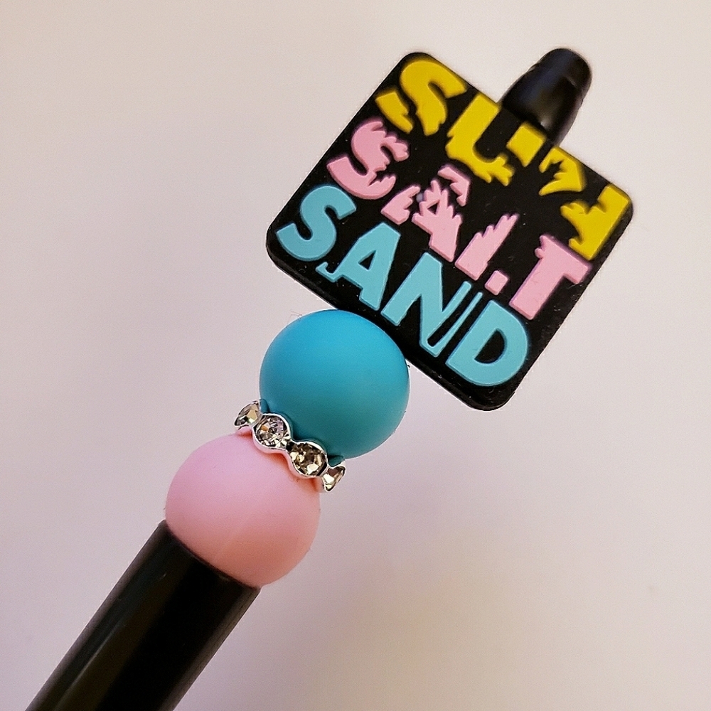 Handmade Sun Salt Sand Beaded Silicone Focal Bead Pen